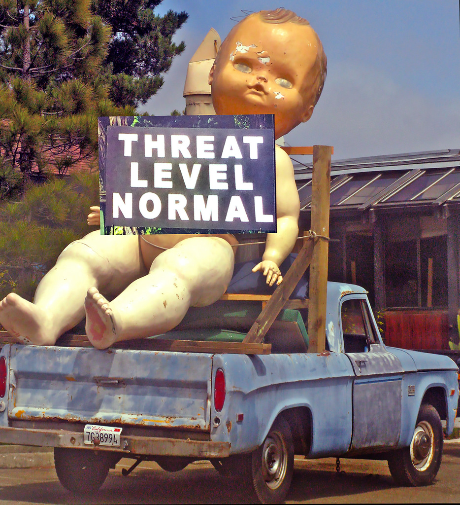 Threat level normal! Photo via torbakhopper, who attributes it to Scott Richard.